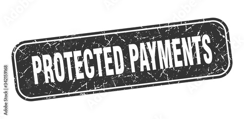 protected payments stamp. protected payments square grungy black sign