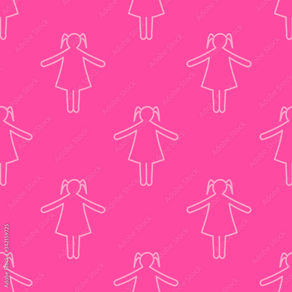 Pink girls seamless pattern, female wallpaper texture, wrapping print design. Vector graphics. Pink girls seamless pattern, female wallpaper texture, wrapping print design. Vector graphics.