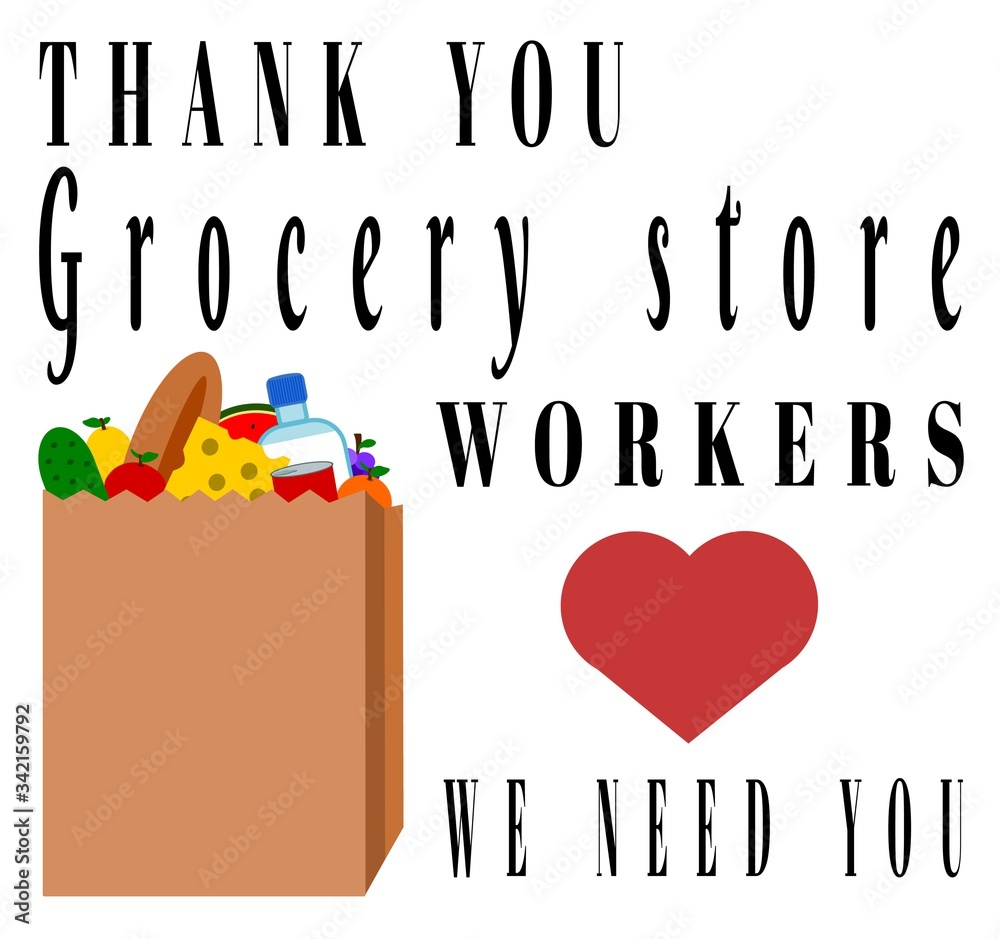 Thank you grocery store workers Stock Vector | Adobe Stock