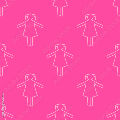 Pink girls seamless pattern, female wallpaper texture, wrapping print design. Vector graphics.