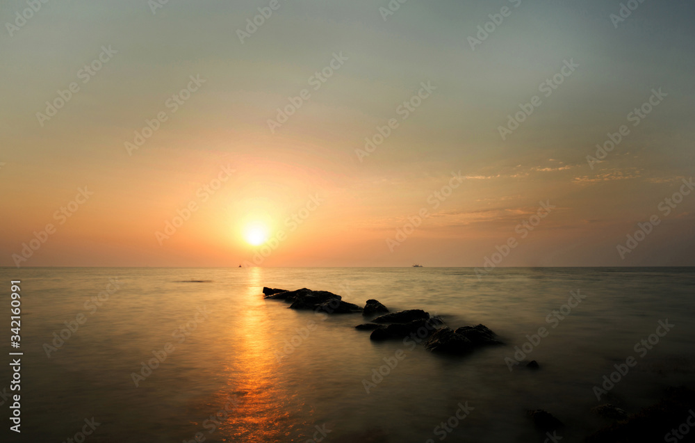 Beautiful Sunset at Zallaq beach Bahrain, a long exposure shoot.