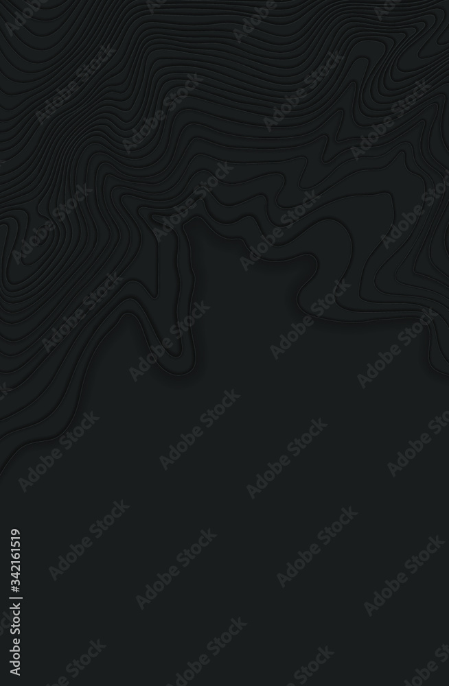 Map line of topography. Mountain hiking.Dark concept with space for your copy. 3D Cartography concept background. Map mockup infographics. World map Template. Stock vector illustration