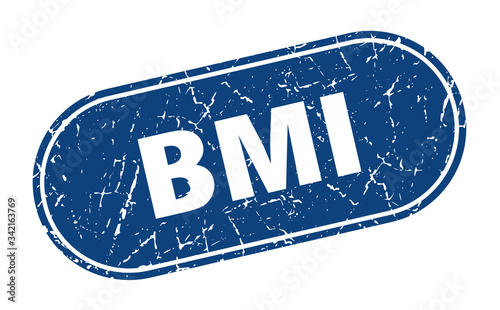 bmi sign. bmi grunge blue stamp. Label