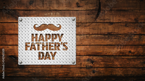 Happy Father's Day text and hipster mustache punched into  with background with copy space. Ideal for social media promotion, email or website graphic.