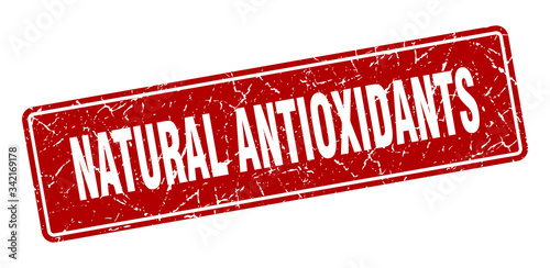 natural antioxidants stamp. natural antioxidants vintage red label. Sign