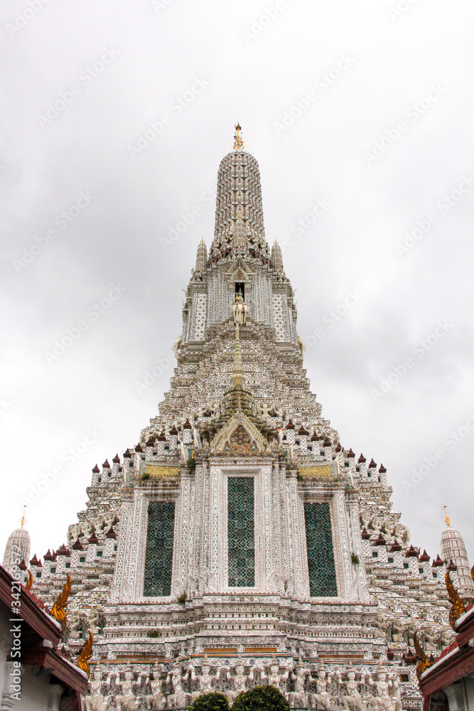 Bangkok Wat Arun Temple with cloudy sky