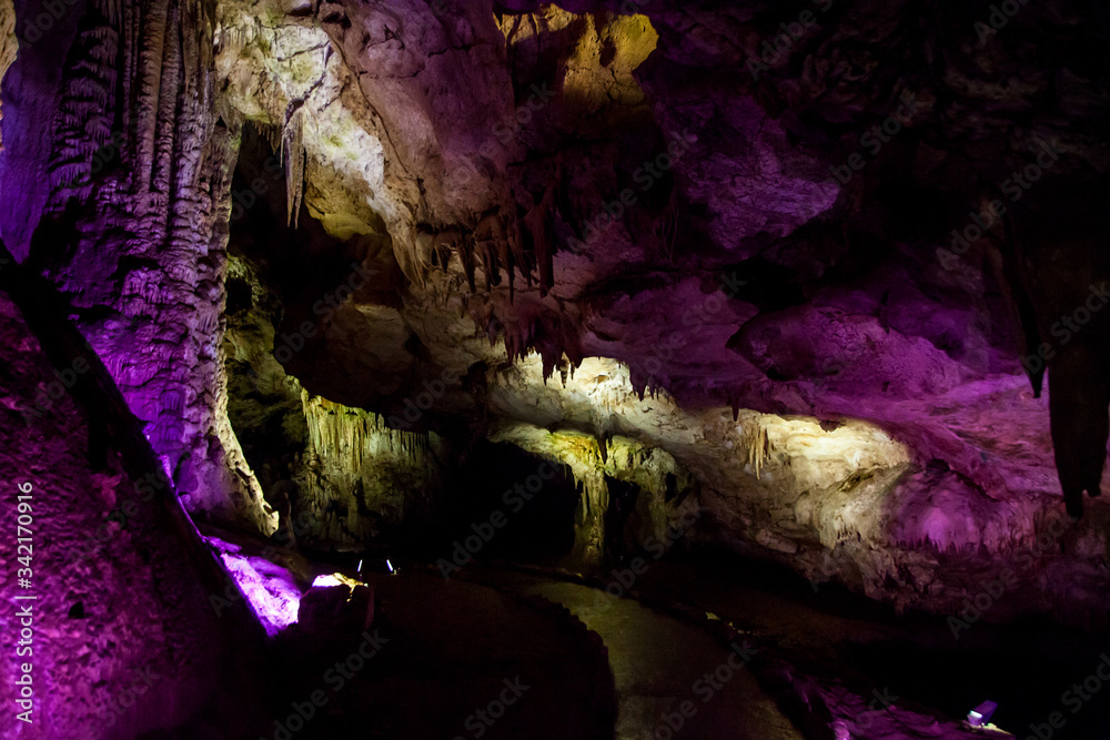 cave with rock growths with illumination cave with rock growths with illumination