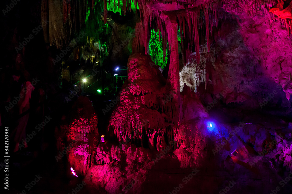 cave with rock growths with illumination cave with rock growths with illumination