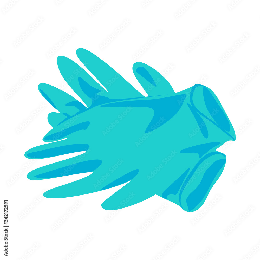 Latex gloves as a symbol of protection against viruses and bacteria. Precaution cartoon. Vector illustration cartoon. Isolated on white background. Latex gloves as a symbol of protection against viruses and bacteria. Precaution cartoon. Vector illustration cartoon. Isolated on white background.