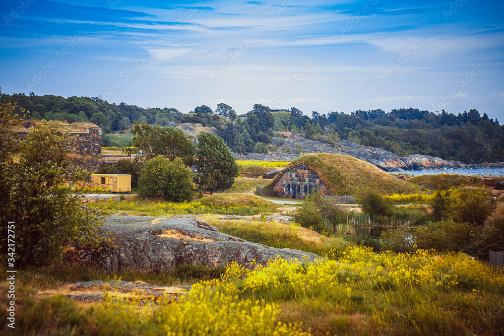 Helsinki. Finland. The bastions of Suomenlinna. An ancient stone fortress on the island of Suomenlinna. Fortress to protect the capital of Finland from the sea. Attractions Helsinki