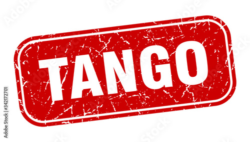 tango stamp. tango square grungy red sign