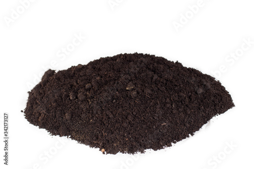 handful of soil isolated on white background