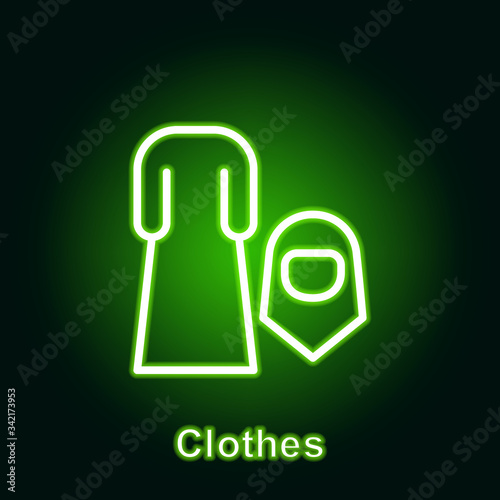 Ramadan clothes outline neon icon. Element of Ramadan day illustration icon. Signs and symbols can be used for web, logo, mobile app, UI, UX