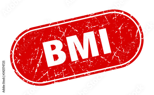 bmi sign. bmi grunge red stamp. Label