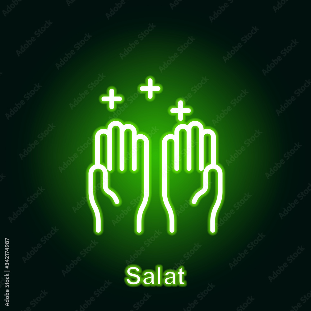 Ramadan salat outline neon icon. Element of Ramadan day illustration icon. Signs and symbols can be used for web, logo, mobile app, UI, UX Ramadan salat outline neon icon. Element of Ramadan day illustration icon. Signs and symbols can be used for web, logo, mobile app, UI, UX