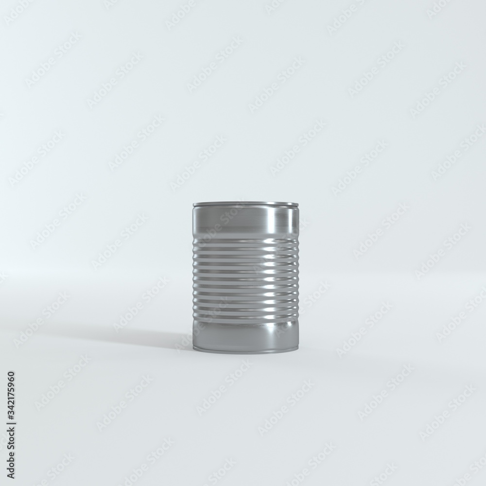 Blank grey aluminum metal tin can on white isolated background. Realistic food packages blank cylinder templates, aluminum conserved boxes. Mockup template for your design. 3d rendering Blank grey aluminum metal tin can on white isolated background. Realistic food packages blank cylinder templates, aluminum conserved boxes. Mockup template for your design. 3d rendering