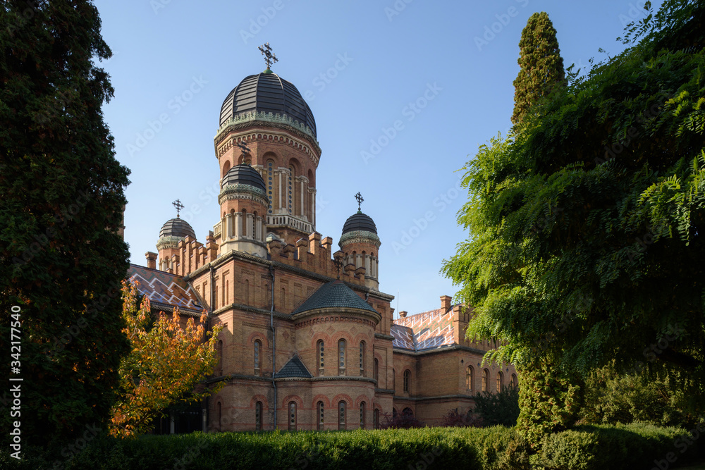 Three saints church in Chernivtsi National University. Travel destinations in Ukraine. 