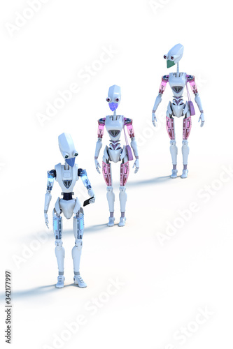 3D Render of Robots Social Distancing