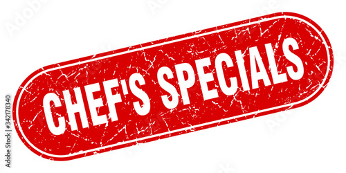 chef's specials sign. chef's specials grunge red stamp. Label