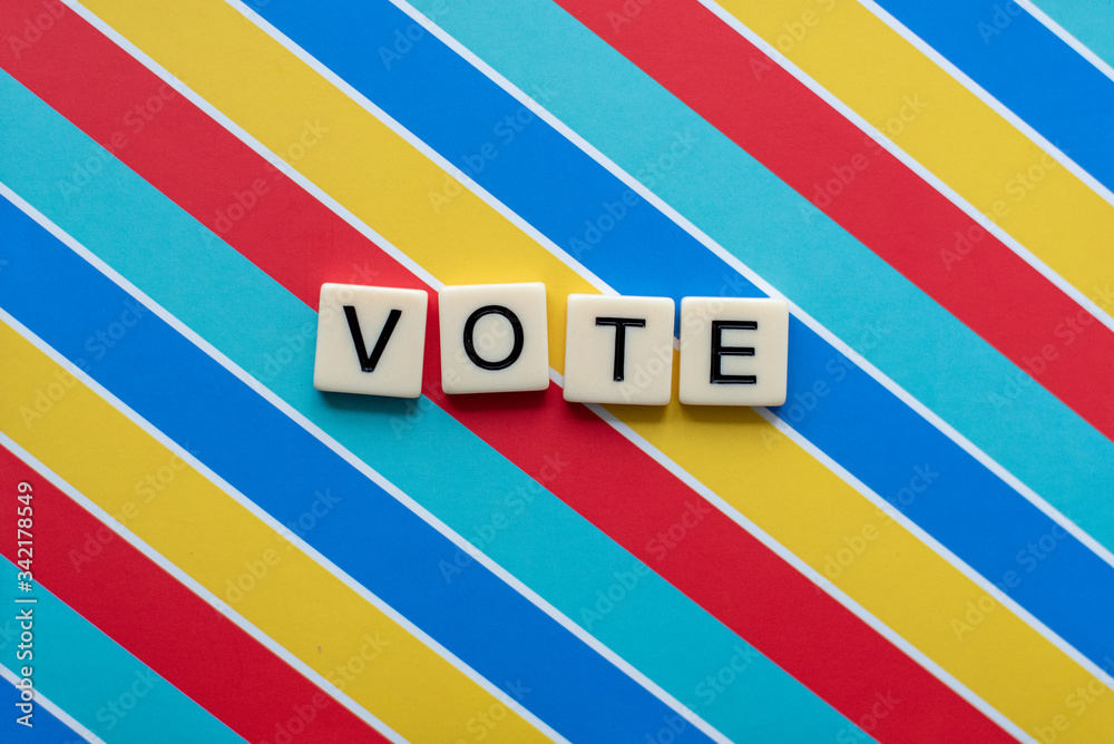 Vote Letter Tiles with colorful background
