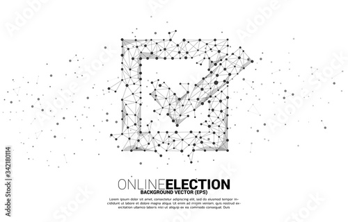 Check box icon from dot connect line polygon network. concept for election vote theme background.