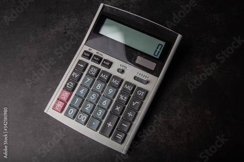 Calculator isolated on black background