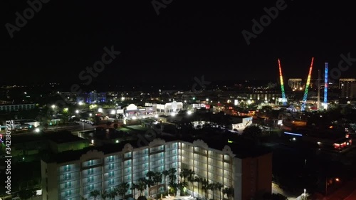 Wallpaper Mural Descending Aerial By Luxury Hotel With Palm Trees And Swimming Pool At Night  Torontodigital.ca