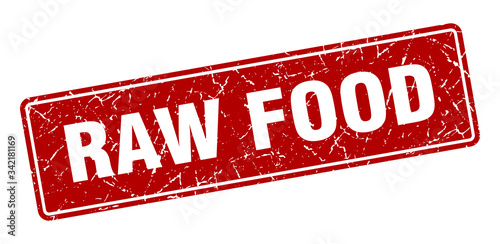 raw food stamp. raw food vintage red label. Sign