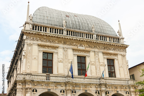 Brescia, Italy. View of city town hall (Palazzo della Loggia) in Brescia. photo