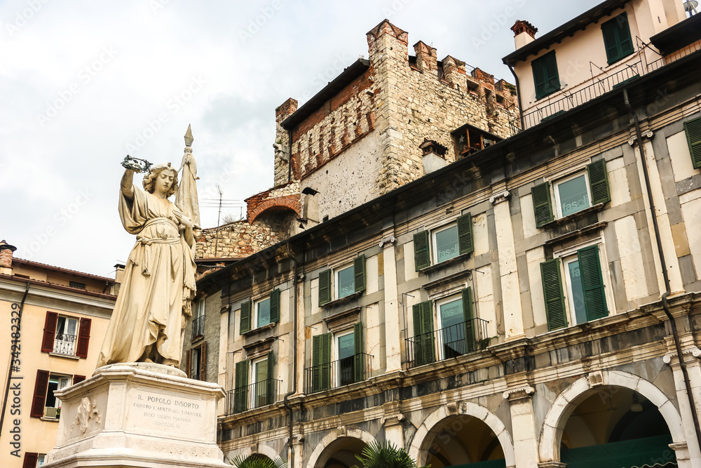Obraz premium Brescia, Italy. Beautiful architecture of Brescia city centre.