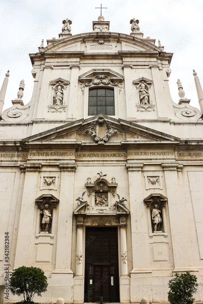 Brescia, Italy. Beautiful architecture of catholic church (Chiesa dei Santi Faustino e Giovita) in Brescia.