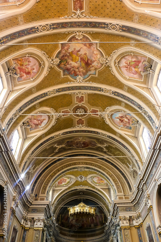 Verolavecchia, Italy. Interiors of catholic church (Parrocchia dei Ss. Pietro e Paolo Apostoli di Verolavecchia).