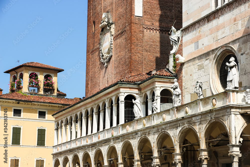 Cremona, Italy. Beautiful architecture of catholic church (Cattedrale di Cremona - Santa Maria Assunta).