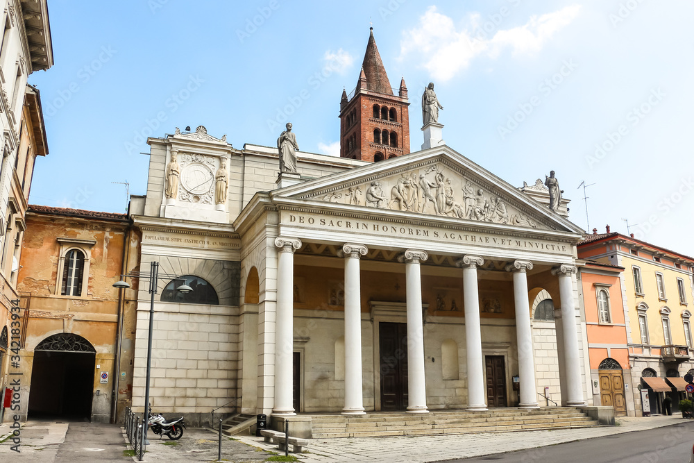 Cremona, Italy. Beautiful architecture of catholic church (Chiesa parrocchiale di Sant'Agata) in Cremona.
