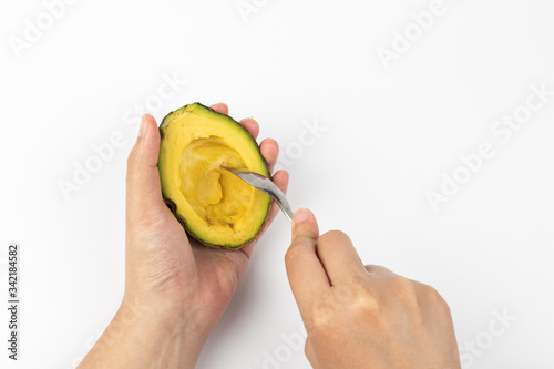 Ripe avocado isolated on white background
