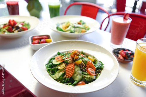 fresh salad with carrots and cucumber