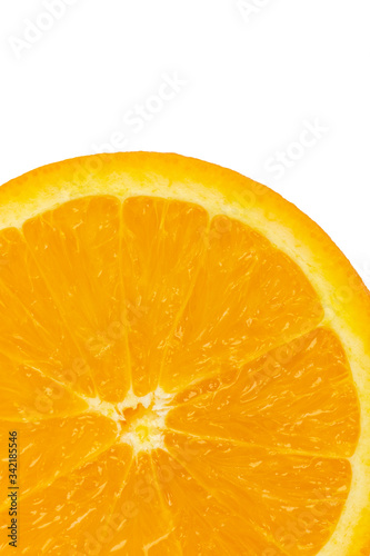 orange slice, clipping path, isolated on orange background full depth of field