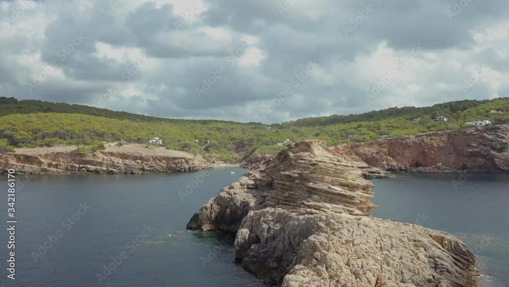 Ibiza sunset drone coast view Ibiza sunset drone coast view