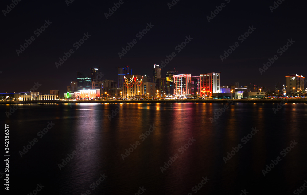 Bahrain Skyline a night, a view from Bahrain bay Bahrain Skyline a night, a view from Bahrain bay
