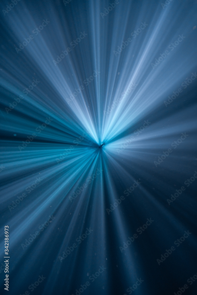 lightbeam underwater in mexican cenotes freediving scuba diving