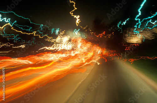 Time exposure of highway lights at night © spiritofamerica
