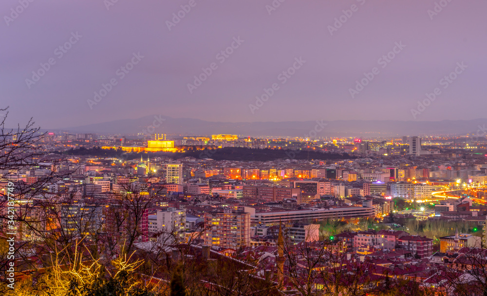 Ankara/Turkey-March 02 2019: Panoramic Ankara view with Anitkabir - obrazy, fototapety, plakaty 
