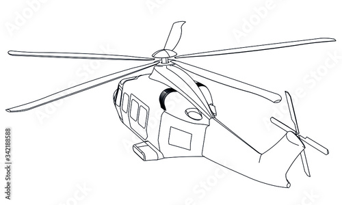 Vector illustration of a geometric polygonal helicopter. © kurtcan