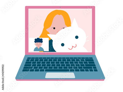online web meeting screen illustration