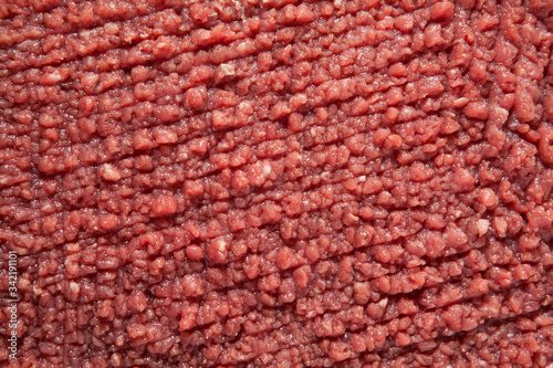Close up of lean red raw ground meat. Good texture of fresh minced beef