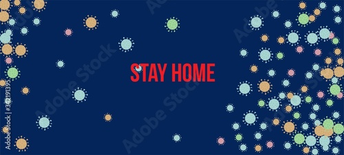 Stay Home Quarantine Banner. Virus Protection Flat Corona Web Page. 
