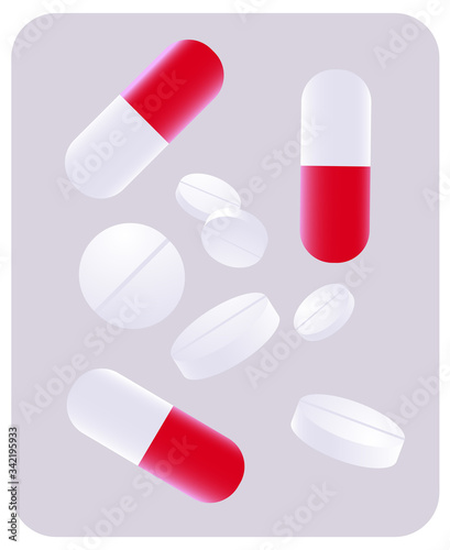 Wallpaper Mural Medical pills, healthcare and medicine concept, vector illustration.  Torontodigital.ca