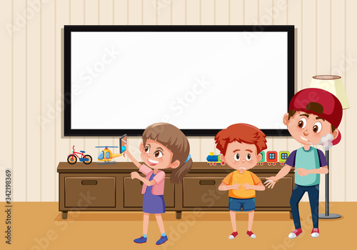 Scene with kid bullying their siblings at home