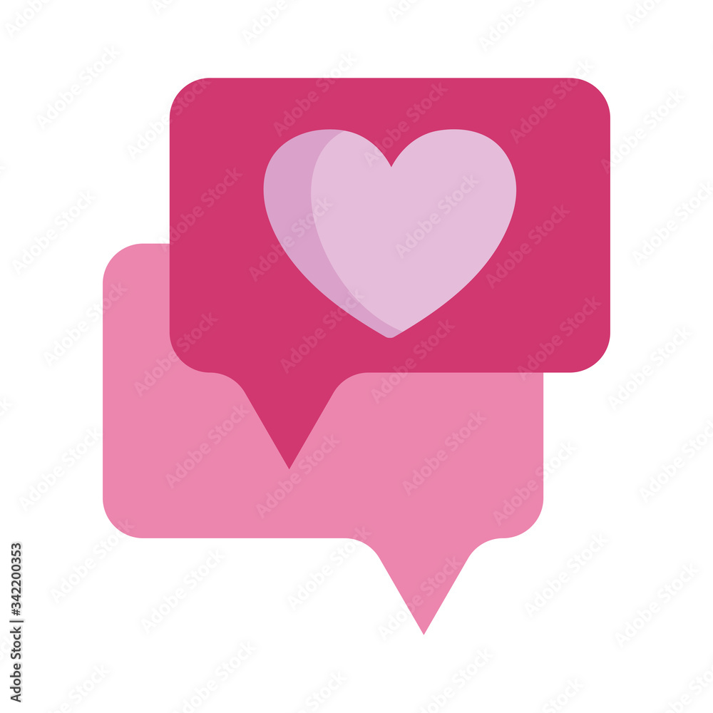 love hearts speech bubble message isolated icon white background