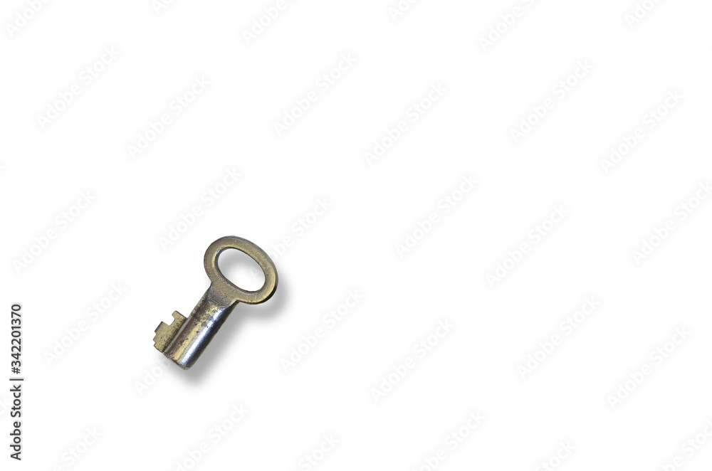 Close up of an old Key, isolated on white Background Close up of an old Key, isolated on white Background